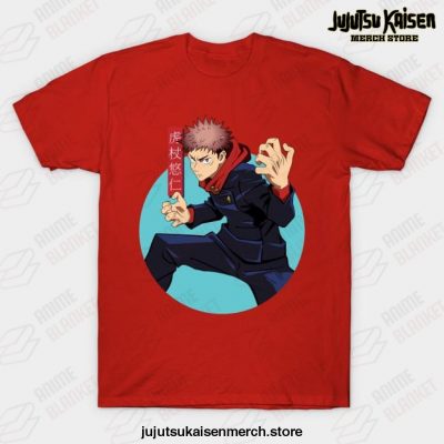Jujutsu Kaisen - Yuji Idatori Blue Circle T-Shirt Red / S