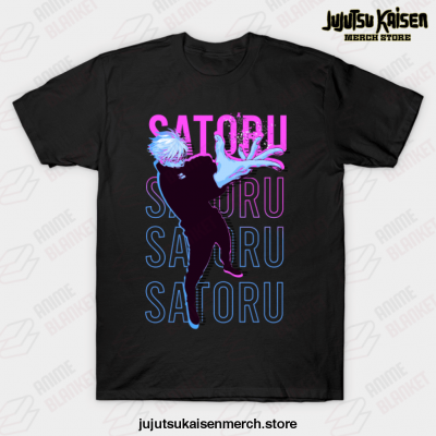 Satoru Gojo Text Street Retro 80S T-Shirt Black / S