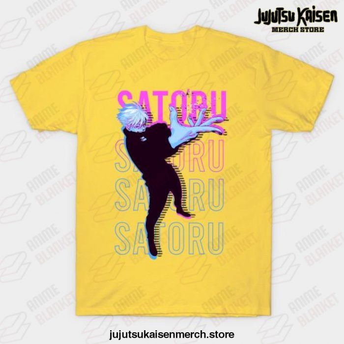 Satoru Gojo Text Street Retro 80S T-Shirt Yellow / S